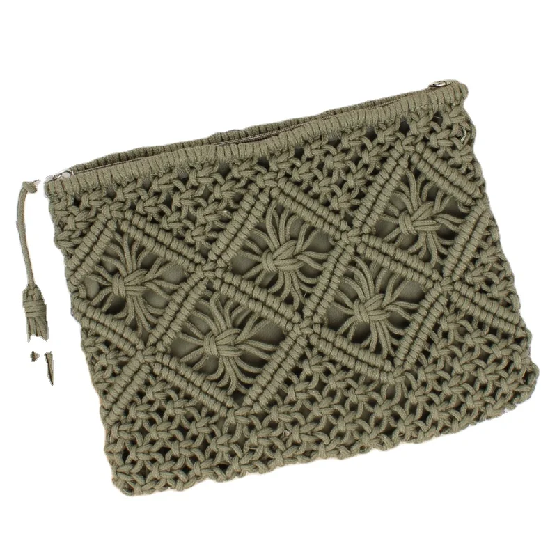 Boho-Style Handmade Crochet Clutch: Perfect for Summer Travel, Beach, and Holidays with Tassel Detailing