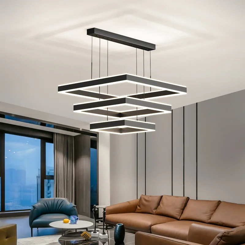 Modern minimalist pendant acrylic square living room bedroom ceiling decoration chandelier
