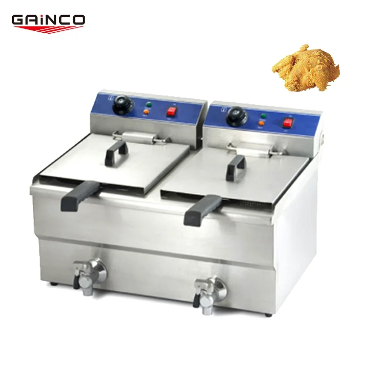 Superior Quality Double Tank Oil Deep Fryer Machine Removable Basket 20L Electric Deep Fryers Stainless Steel  churros