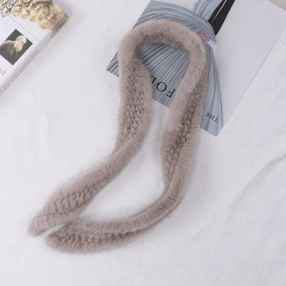 Женский Длинный шарф ручной вязки, теплый вязаный шарф из натурального меха норки, зима 2021