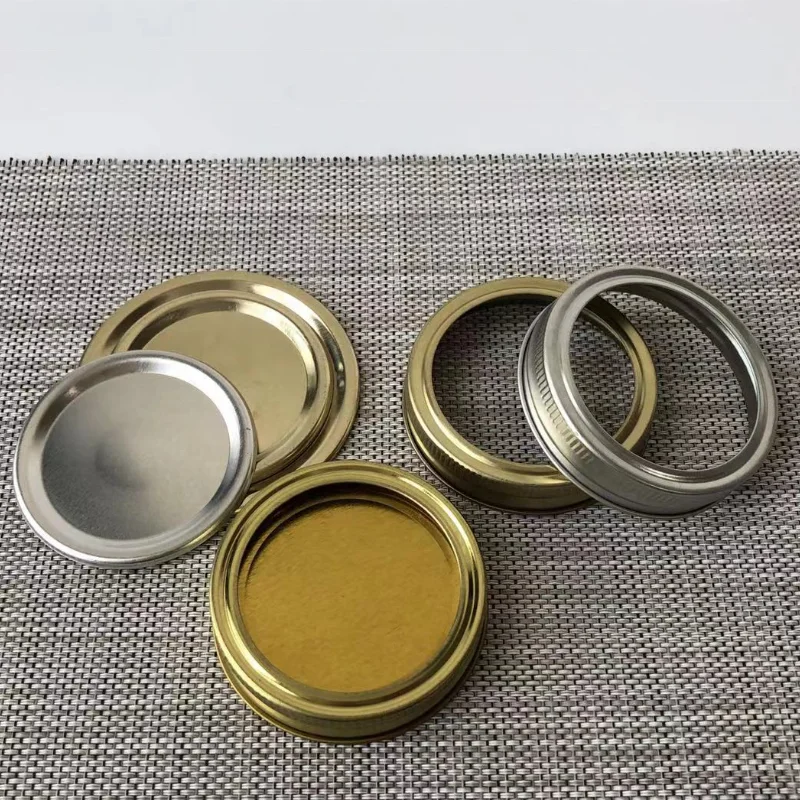 Regular Wide Mouth Metal Mason Canning Jars Tinplate Lug Split Lids Seals Ring With Silicone Seal