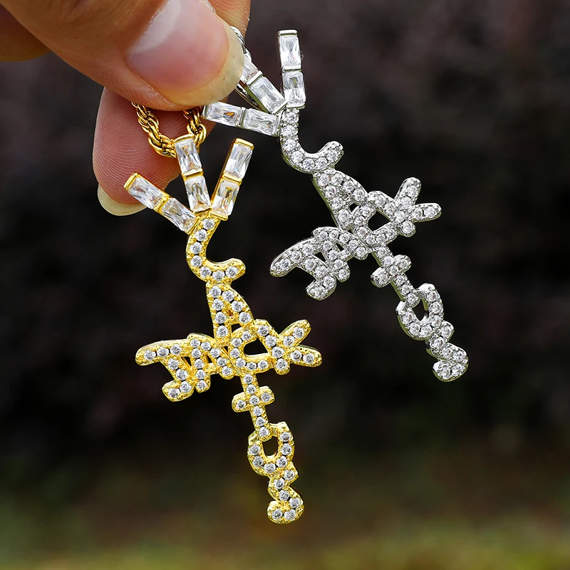 Cactus Jack Pendant Iced Out CZ Bling Bling Zircon Diamond Pendant Necklace White/Yellow Gold Plated Hip Hop Luxury Jewelry