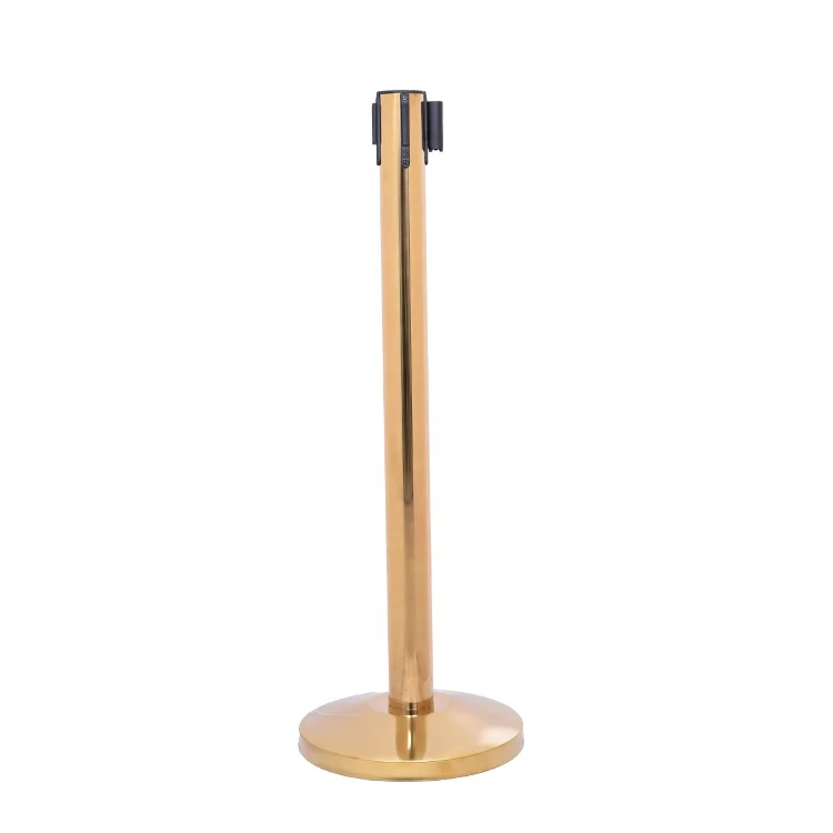 Crowd Control Queue Line Post Retractable Belt Gold Barrier