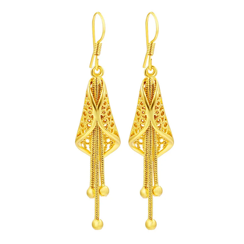 Not Fade 22K Gold Jewelry Earring for Women Leaf Fringes Bizuteria Argent Bijoux Joyas Bijoux Femme Orecchini Garnet Jewelry