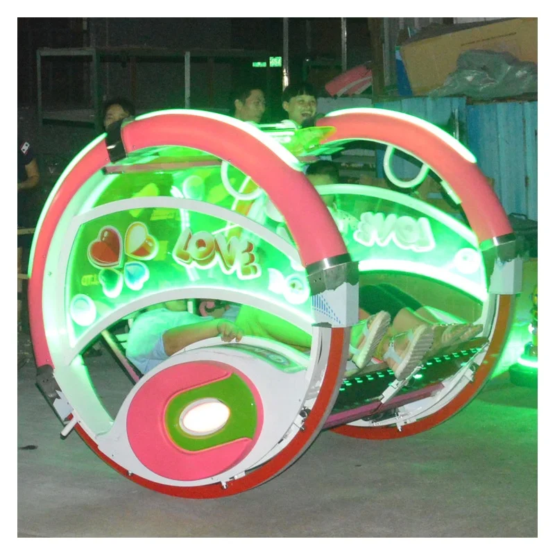 Playground Game Machine Rolling Car Ride Kids Adult  360 Degree Rotation Happy Double Players Rolling Car