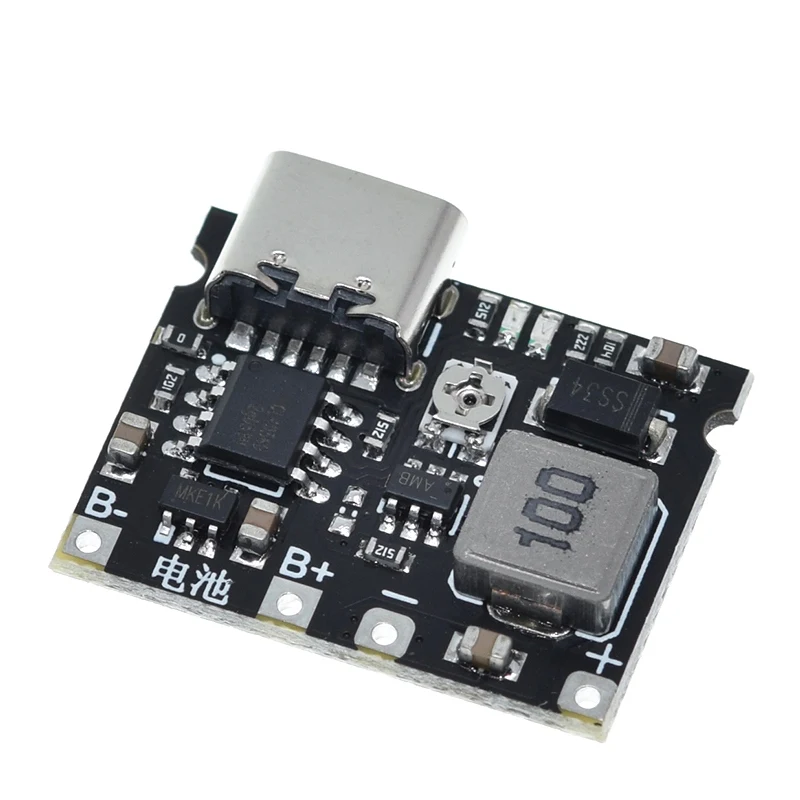TZT Type-C USB 3.7V 4.2V 1A 5W Lithium Li-ion 18650 Battery Charger Board DC-DC Step Up Boost Module TP4056 DIY Kit Parts