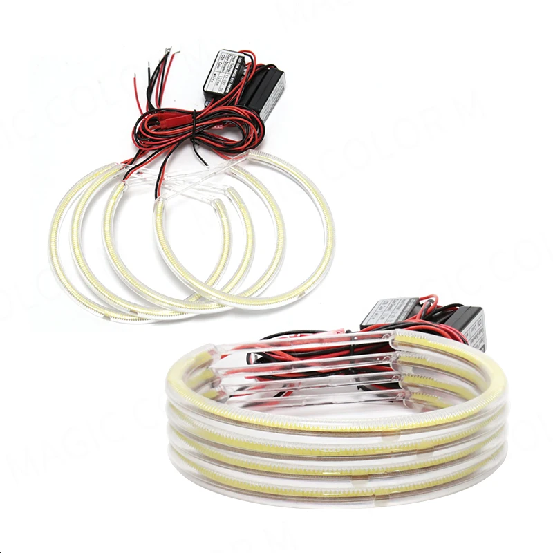 LED COB Angel Eyes Headlights Stripe Light White Halo Rings Projectors For BMW  E36  E38  E39  E46 131  Car Accessories