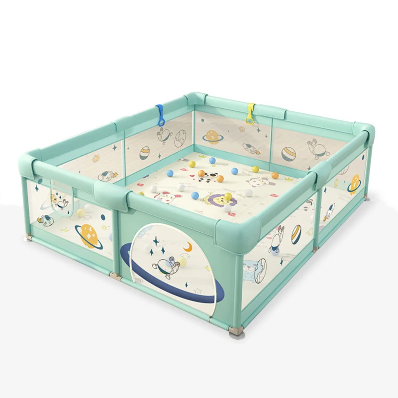 Astronaut Pattern Baby Game Fence With Balls For Living Room Safety Toddler Walk Indoor Playpen
