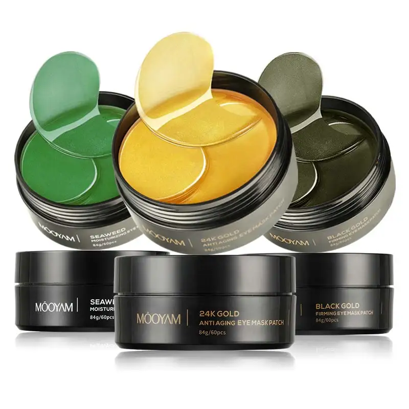 Remove Dark Circle Seaweed Natural Collagen Sleep Patch 24k Gold Eye Mask Gel Pads Hydrogel Herb Black Gold Under Eye Patches