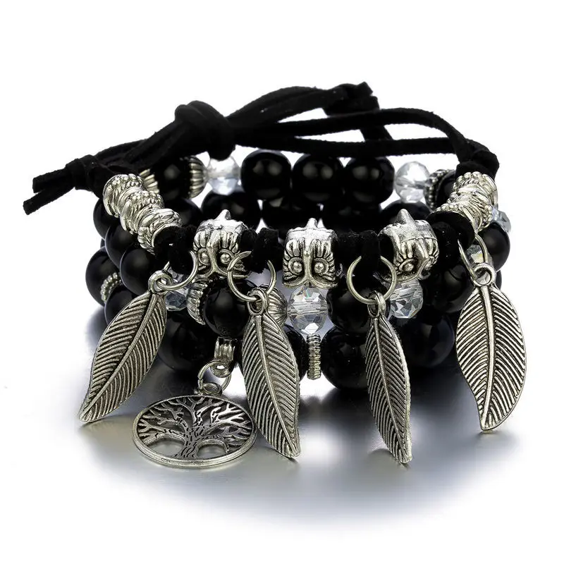2022 European and American Style Multi-Layered Bracelet with Owl and Cat Charms - Trendy Streetwear