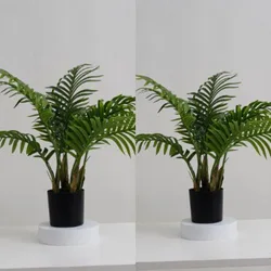 Hourpark Wholesale Green Decorative Artificial Bonsai Palm Tree 2 Pcs Outdoor Indoor Plastic Artificial Plants