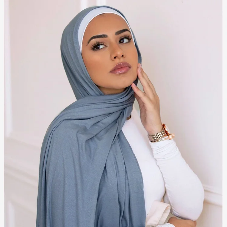 
Muslim Long scarf elastic material strech wrap shawl cotton modal dubai jersey cotton hijab 