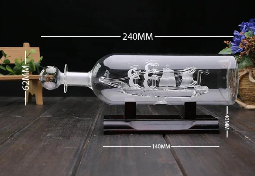 Sailing Vessel Floating Bottle Gift Blown Handcraft Glass Creative Business Art & Collectible Ship in Bottle