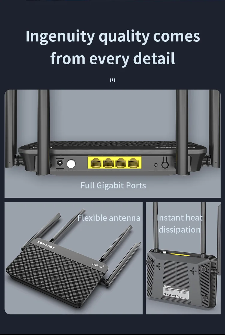 Беспроводной маршрутизатор Comfast 12 В openwrt Wi-Fi 6 tenda 802.11ax 1800 Мбит/с wifi6