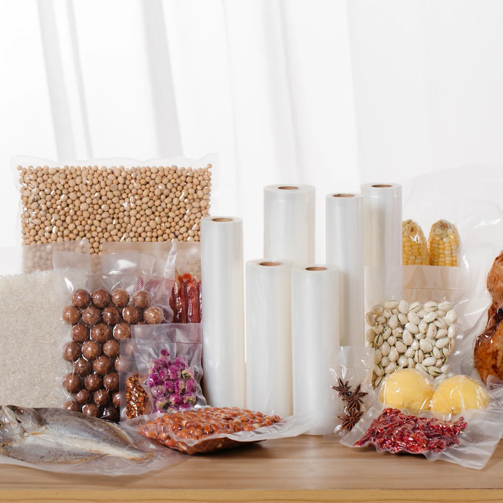 Vacuum Sealer Bag Roll Dispenser with Slide Cutter - Reusable & Large Bamboo Vacuum Bag Dispenser Fits Most 50 ft Food Saver Bag