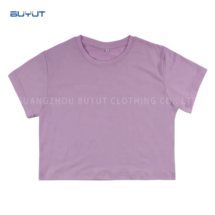 Customize  round neck sexy lady clothes crop top plain color women crop top for sublimation