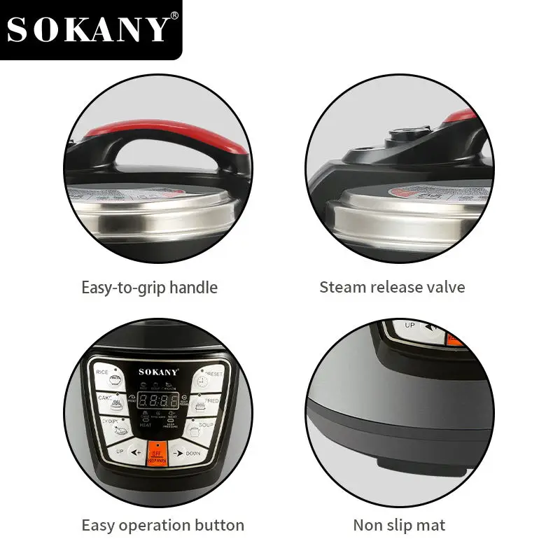 Высококачественная бытовая электрическая скороварка sokany2401 из нержавеющей стали многофункциональная 6 л