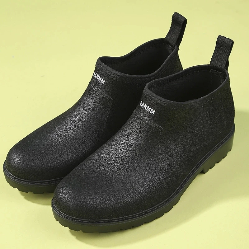 
High grade thick bottom rain boots fashionable leather plastic waterproof shoes wear-resistant ankle boot 