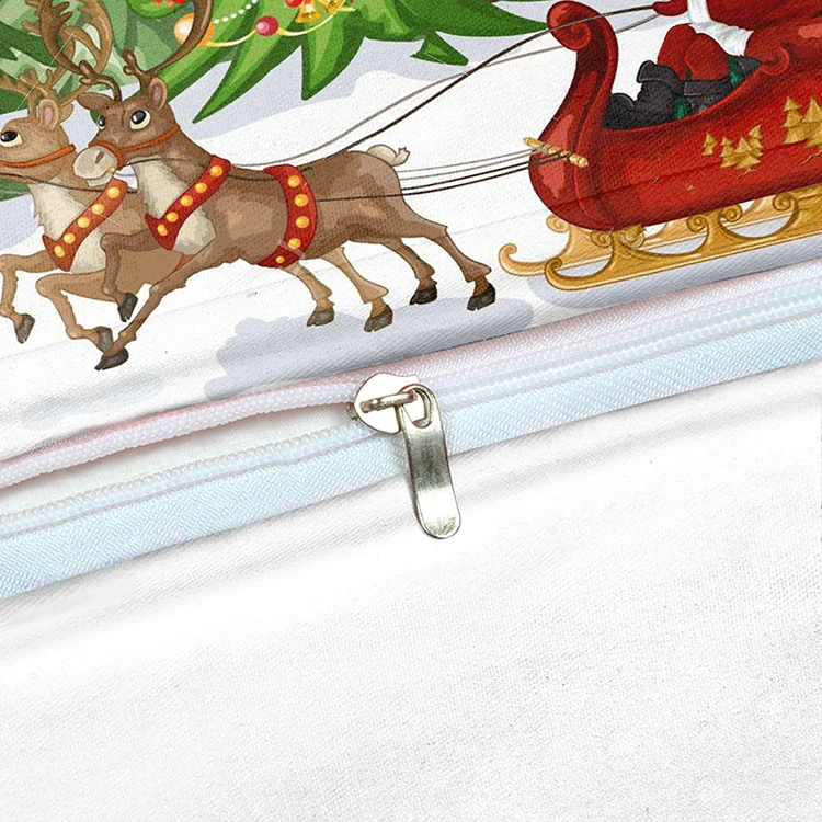 Custom Printed Home Microfiber Adult Bedding Set Christmas Duvet Cover