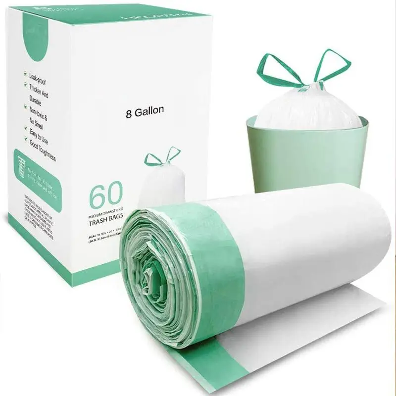 Factory Customization Strong cornstarch PLA compostable bin bag Household Trash Garbage Bags With Drawstring