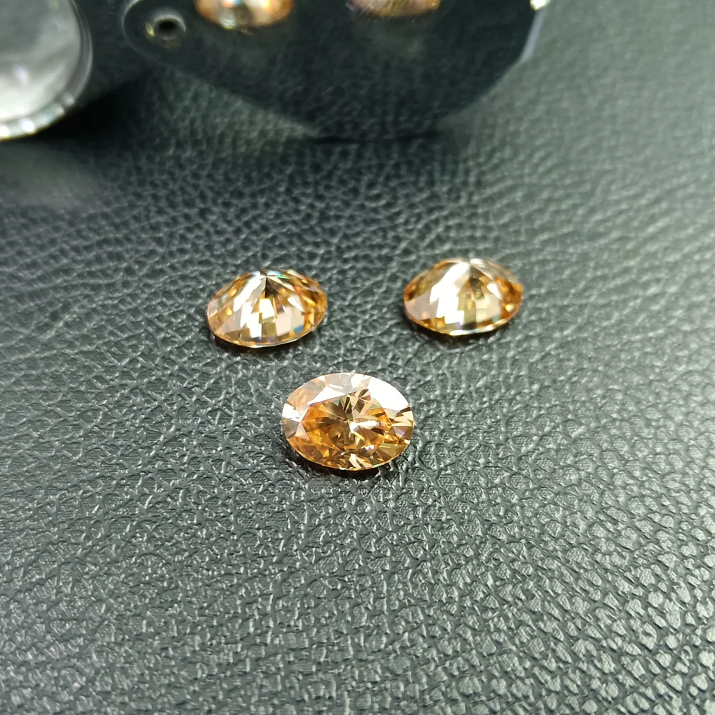 Jewelry Champagne Oval Stone DIY Moissanite Diamond Ring High Quality  Champagne 5*7mm Oval Cut Loose Moissanite
