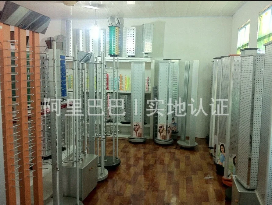 Wholesale Rotatable Square 44pcs Sunglasses Display Rack Stand with Mirror Eyeglasses Showing Stand