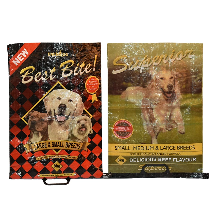 25kgs 50kg virgin pp bopp laminated dog feed woven cattle cat food animal packing bag sack for food
