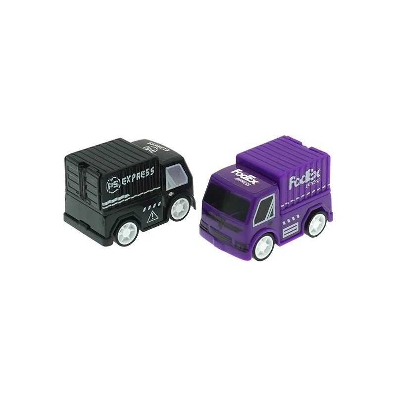 Cartoon Express Delivery Truck Pull Back Car Classic Push Friction Vehicle Plastic Toys for Vending Machine Capsule