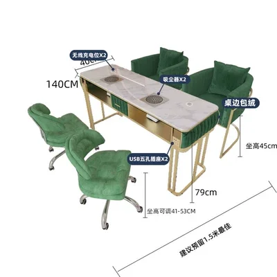 Hochey Newest Customized Light Luxury White Table Manicure Portable Manicure Table with Vacuum Cleaner