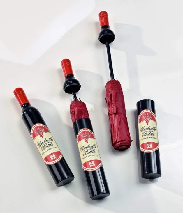 Amazon горячие продажи бутылки вина в форме зонта индивидуальный логотип подарок реклама рекламный складной зонтик