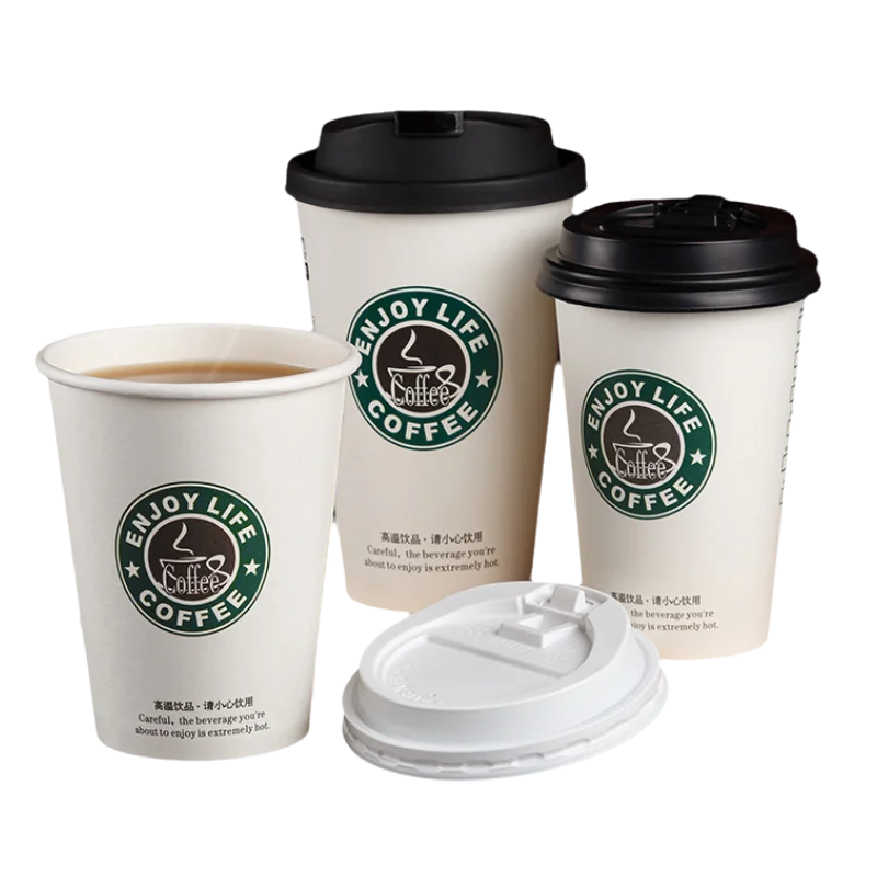 Custom logo Printed High speed machine produced double wall paper coffee or tea cup with lid