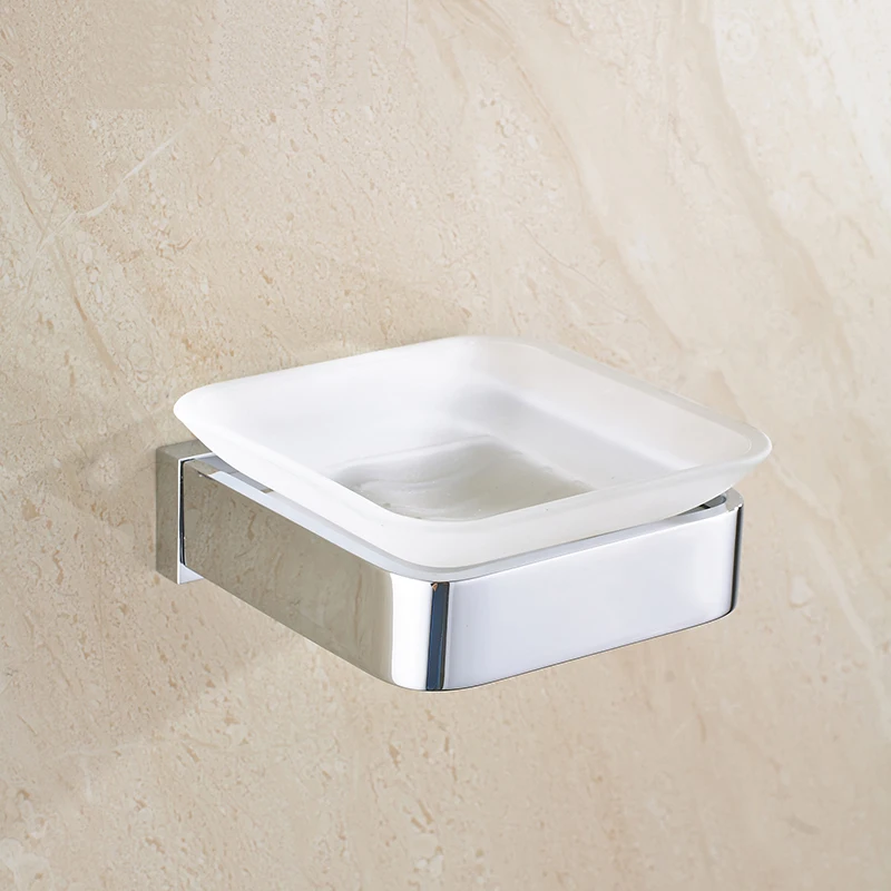 Wall Mounted Brass+Glass Soap Dish  Bathroom Soap Holder Soap Caddy Shelf