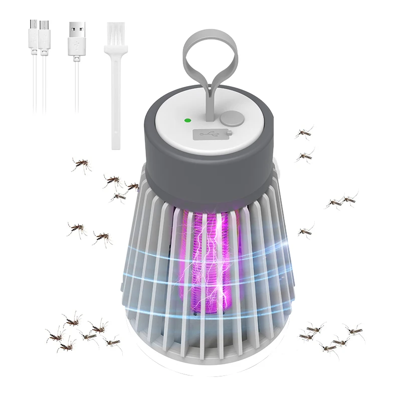 Portable Electric Shock 2 in 1 Rechargeable Bug Zapper Mosquito Killer Lamp Outdoor camping with 395nm uv light