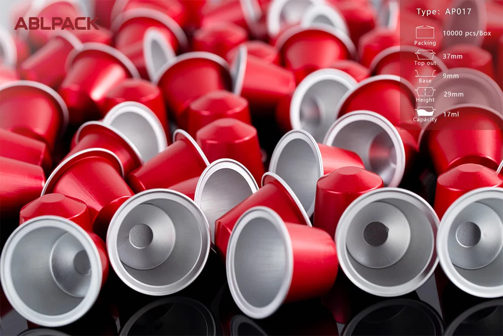 ABL PACK food grade nespresso kapseln disposable aluminum foil coffee capsule pods with alu lids