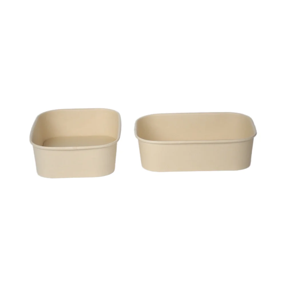 Harvest 1300ml Large Kraft Paper Disposable Bowl 42oz Take Out Food Lunch Boxes for Salad Snack Sushi Sandwich Square Shape