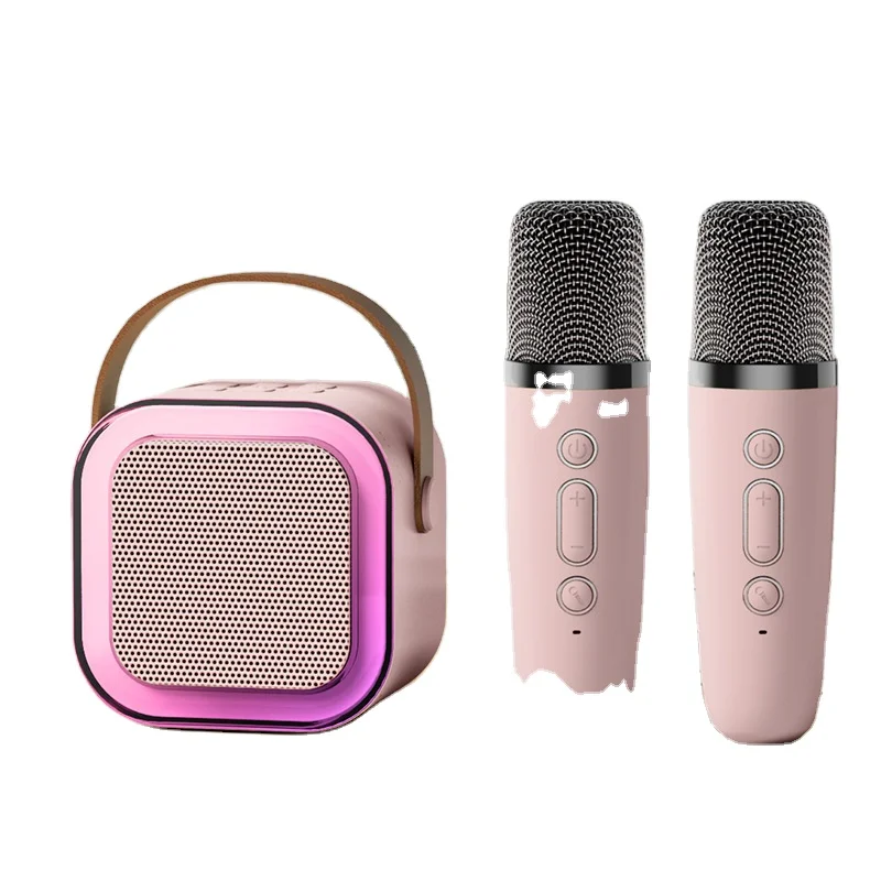 Portable Mini Karaoke Player with Wireless Microphone & LED Light Plastic Piano Toy Birthday Gifts for Kids
