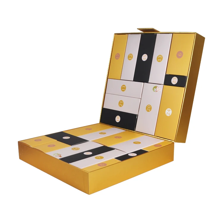 Горячая продажа фабричная Подгоняемая Рождественская Подарочная коробка с календарем и шоколадом для макияжа с календарем и озером