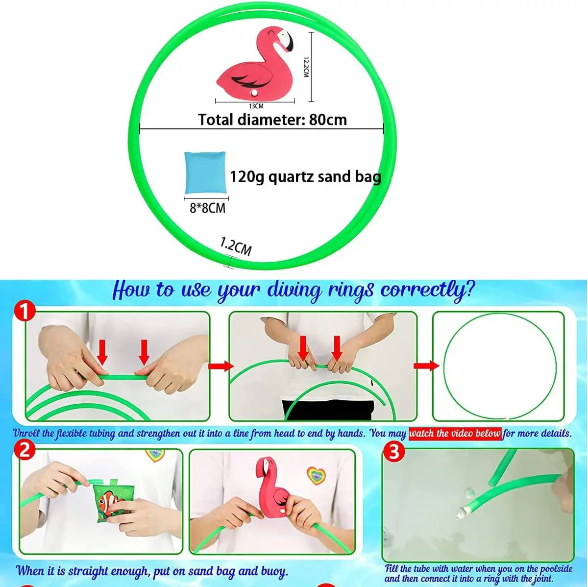 Diving Rings Swimming Thru Rings Toy Adjustable Hoop Underwater Sport Swim Through Rings Diving Training Circle
