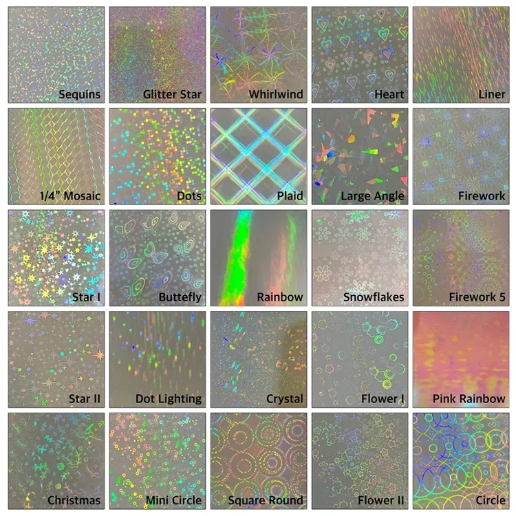 Custom Design Clear Self Adhesive PET Transparent Holographic Rainbow Film For Lamination 3d Glossy Laminating Film
