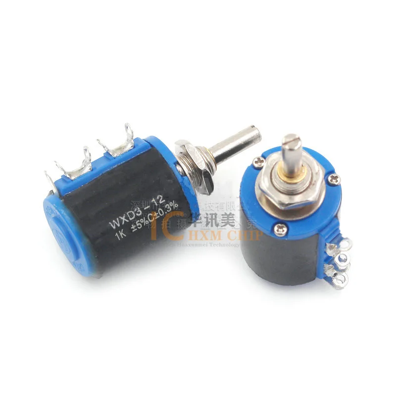 WXD3-12-2W 1K Ohm Rotary Multiturn Wirewound Precision Potentiometer Resistance Linear Rotary Potentiometer