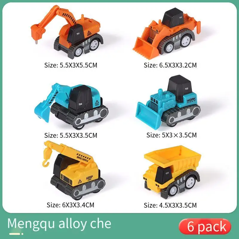 DIY Diecast Toy alloy mini pulling back engineering car model excavator crane simulation car cartoon toy car toys DIY