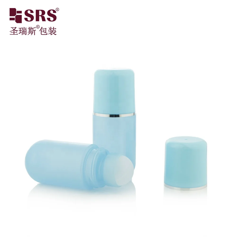 RPPA-50ml Empty Wholesale PP PCR Plastic Deodorant Liquid Packaging Round Bottom With Blue Silver Ring Cap Manufacture