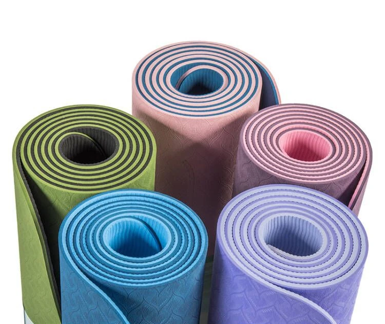 Multifunctional fitness exercise yoga mat Multi-color position line 80cm tpe eco friendly yoga mat