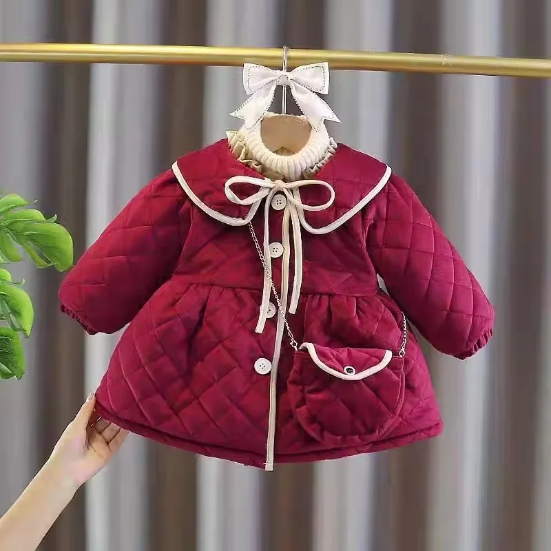 Girls plush autumn and winter clothing wholesale wool coat 2 3 4 5 6 year old girls plaid coat for toddlers