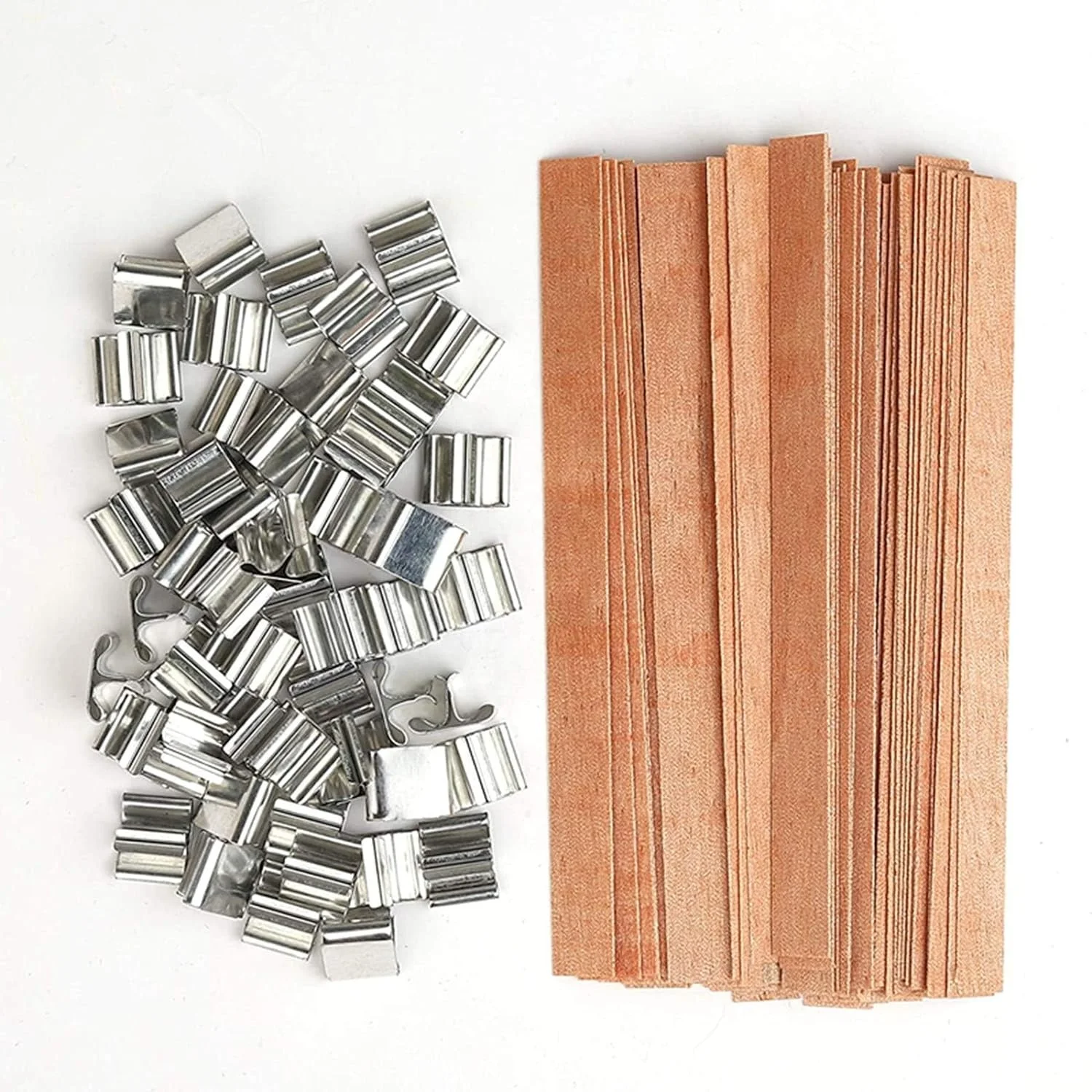 Candle Wood Wicks, Wooden Candle Wicks for Candle Making, Natural Candle Wick Smokeless Wood Wicks With Metal Base