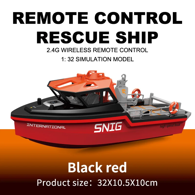 SJY-TX694 Mini 2.4G 1/32 scale Remote Control Rescue Ship 8km/h High Boat Kids Simulation Ship Model Tugboat Towboat Toy