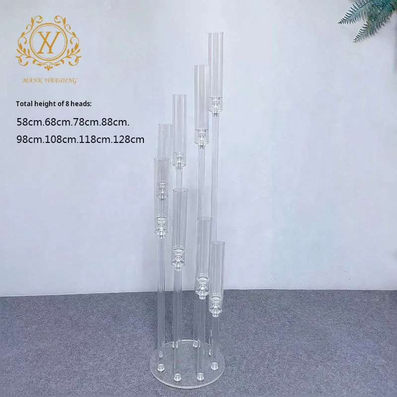 Clear Acrylic Centerpiece Stand 3/4/5/6/8/9 Arms High Candlestick Wedding Candle Holder for Event Stage Lighting Decoration