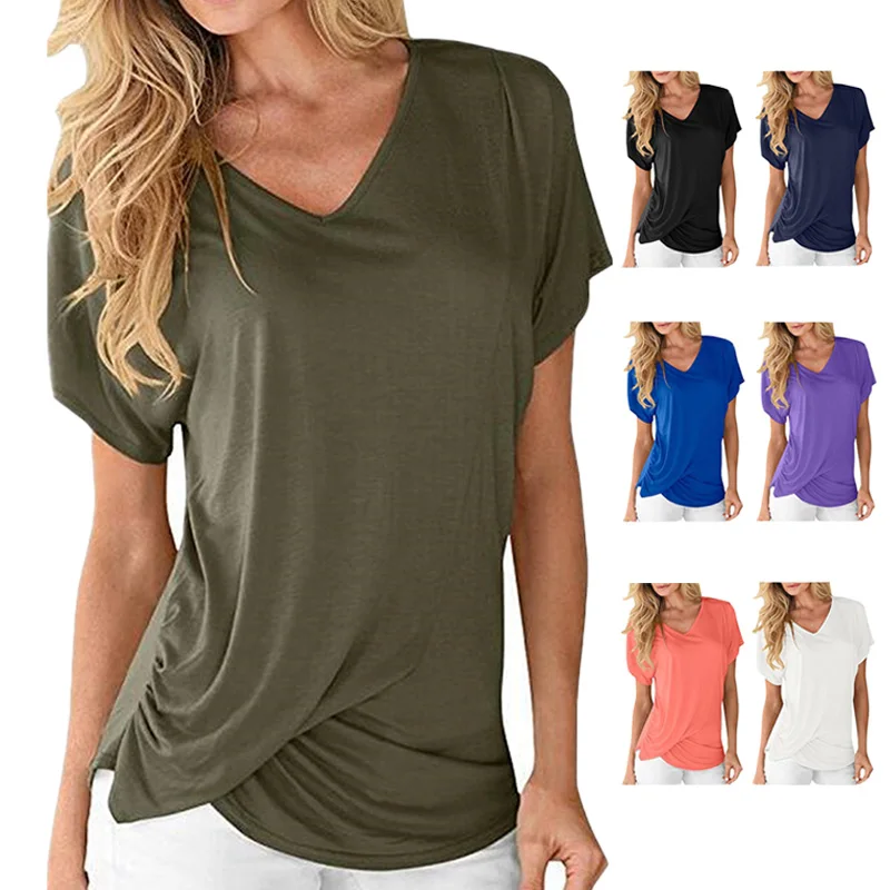 Женская футболка с глубоким v-образным вырезом, 100% хлопок