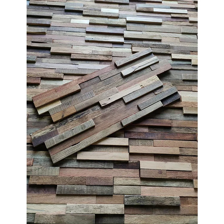 Cheap Price Vintage Eco-friendly Reusable Slats Splicing Wall Panel Solid 3d Decor Wood Wall Panel