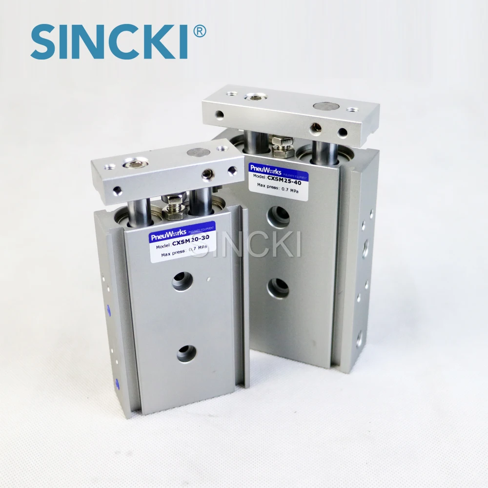 China CXSM 20 mm Bore Alloy Tri-Rod Cylinder Pneumatic Air Cylinder Double Shaft Air Cylinder
